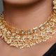 Square Mirror Pearl Fringe Choker Necklace Set for Wedding Wear